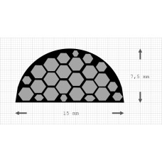 Half round sponge rubber extrusion  | EPDM | black | 7,5 x 15 mm | per meter